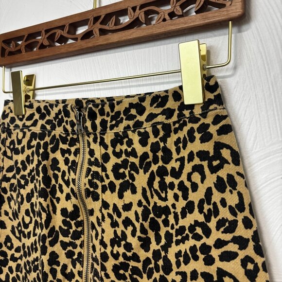 Altar'd State Animal Print Mini Skirt Full Zip Short Brown Leopard Womens XS - Picture 2 of 5